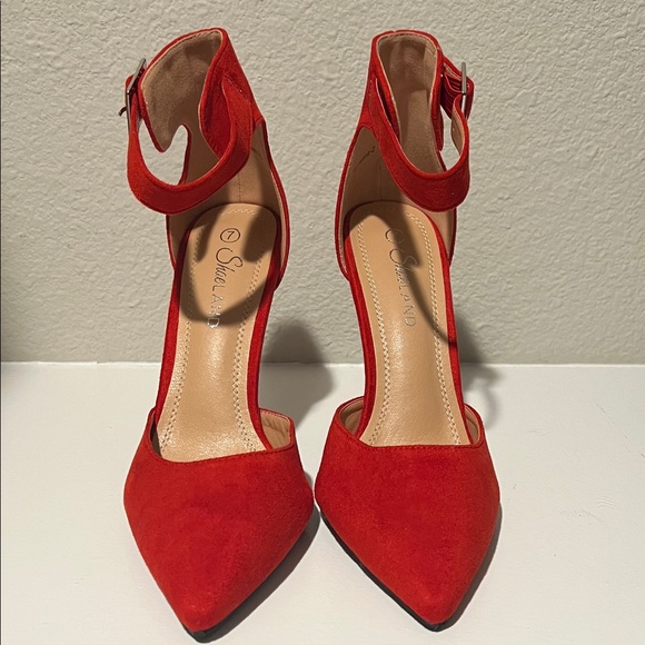 Red Ankle Strap Heels - Picture 2 of 3